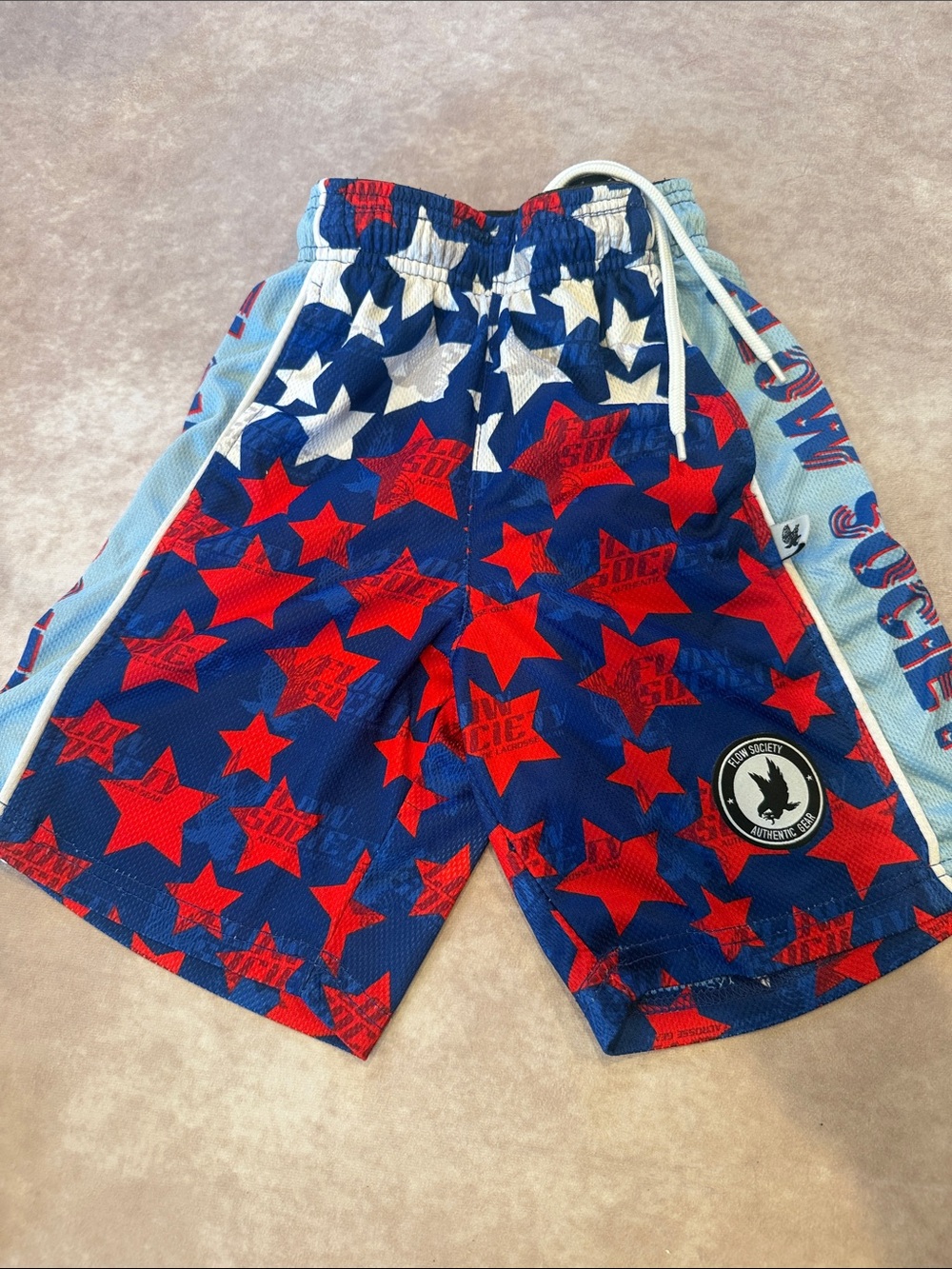 Boys Red & Blue Star Print Athletic Shorts